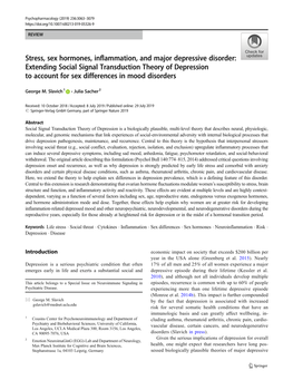 Stress, Sex Hormones, Inflammation, and Major Depressive Disorder