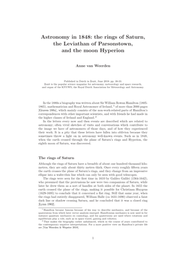 Astronomy in 1848: the Rings of Saturn, the Leviathan of Parsonstown, and the Moon Hyperion