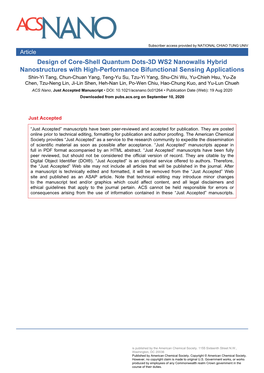 Design of Core-Shell Quantum Dots-3D WS2 Nanowalls Hybrid