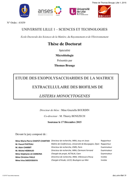 Thèse De Doctorat Spécialité Microbiologie Présentée Par Thomas Brauge