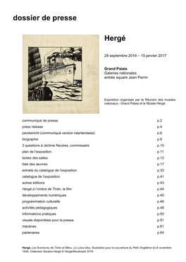 Dossier De Presse Hergé