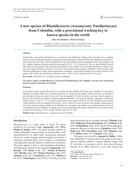 A New Species of Rhytidhysteron (Ascomycota: Patellariaceae)