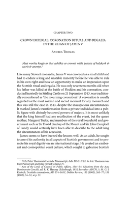 Crown Imperial: Coronation Ritual and Regalia in the Reign of James V