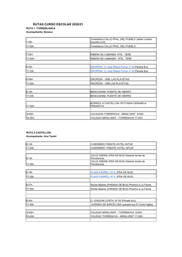 Rutas Curso Escolar 2020/21 Ruta 1