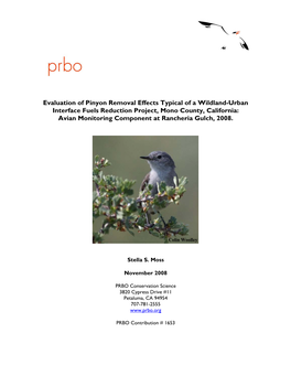 Evaluation of Pinyon Removal Effects