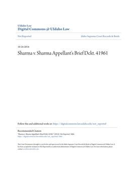 Sharma V. Sharma Appellant's Brief Dckt. 41961