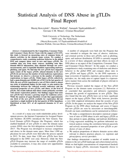 Statistical Analysis of DNS Abuse in Gtlds Final Report