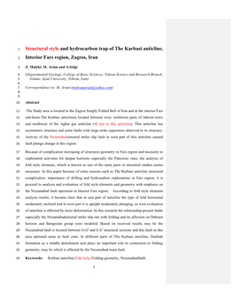 Structural Style and Hydrocarbon Trap of the Karbasi Anticline, Interior