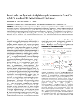 Nylidene Insertion Into Cyclopropanone Equivalents Christopher M