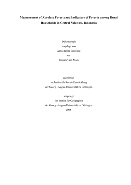 Measurement of Absolute Poverty and Indicators of Poverty Among Rural Households in Central Sulawesi, Indonesia