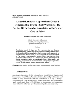 A Spatial Analysis Approach for Johor's Demographic Profile