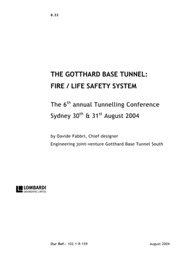 The Gotthard Base Tunnel: Fire / Life Safety System