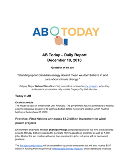 AB Today – Daily Report December 18, 2018