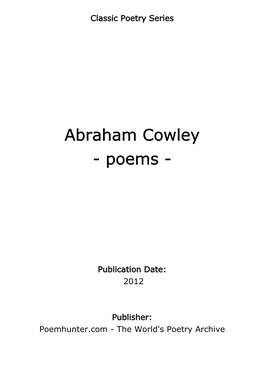 Abraham Cowley - Poems