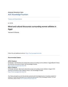 Moral and Cultural Discourses Surrounding Women Athletes in Egypt