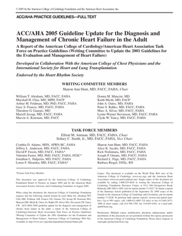 ACC/AHA 2005 Guideline Update for the Diagnosis and Management Of