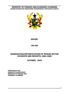 Ministry of Finance and Economic Planning Report On