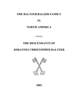The BALTZER/BALSOR Family in North America