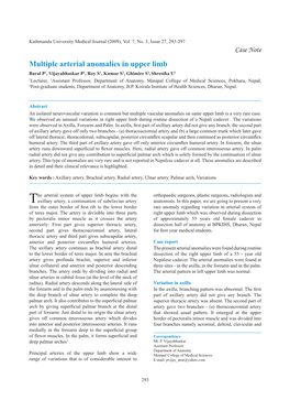 Multiple Arterial Anomalies in Upper Limb