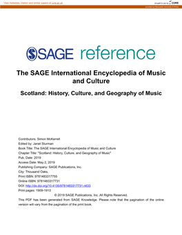 Scotland: History, Culture, and Geography of Music