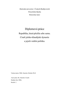 Diplomová Práce Republika, Která Přežila Sebe Samu