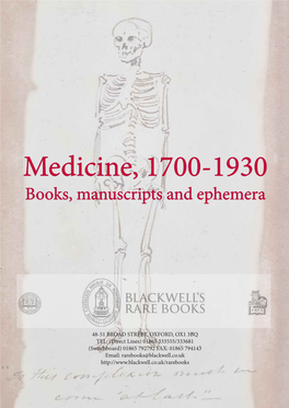 Medicine, 1700-1930 Books, Manuscripts and Ephemera