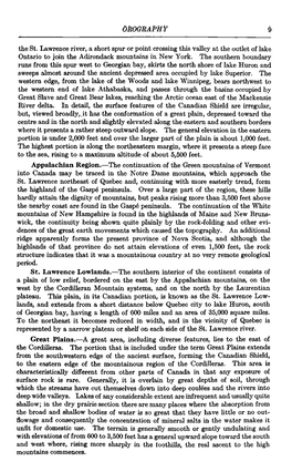 Okography 9 the St. Lawrence River, a Short Spur Or Point Crossing This Valley at the Outlet of Lake Ontario to Join the Adirond
