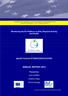 Monitoring the EU Platform on Diet, Physical Activity and Health