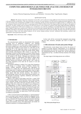 Computer Aided Design (Cad) Tools for Analysis and Design of Integrated Circuits