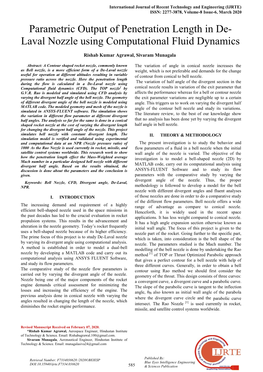 Parametric Output of Penetration Length in De- Laval Nozzle Using Computational Fluid Dynamics