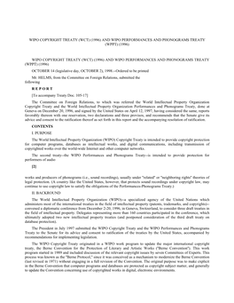 Wipo Copyright Treaty (Wct) (1996) and Wipo Performances and Phonograms Treaty (Wppt) (1996)