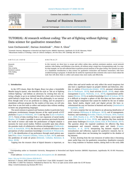 AI Research Without Coding: the Art of Fighting Without Fighting: T Data Science for Qualitative Researchers ⁎ Leon Ciechanowskia, Dariusz Jemielniaka, , Peter A