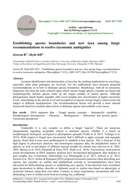 Establishing Species Boundaries and New Taxa Among Fungi: Recommendations to Resolve Taxonomic Ambiguities