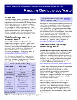 Managing Chemotherapy Waste