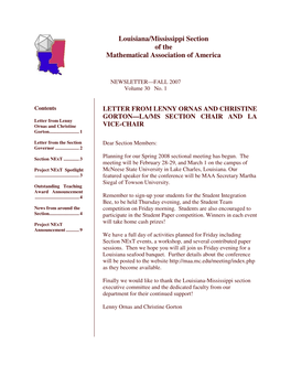 Louisiana/Mississippi Section of the Mathematical Association of America