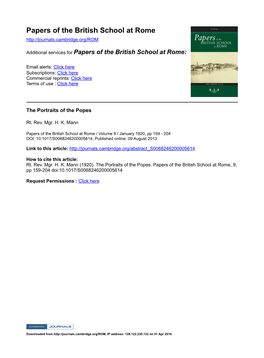 Papers of the British School at Rome