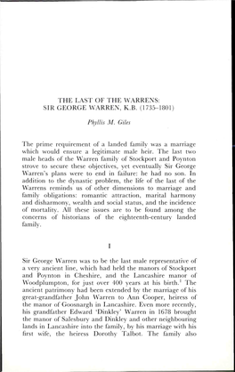 Sir George Warren, Kb