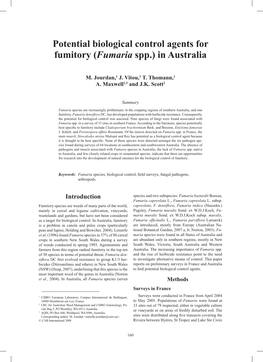 Potential Biological Control Agents for Fumitory (Fumaria Spp.) in Australia