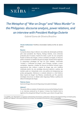 The Metaphor of “War on Drugs” and “Mass Murder” in the Philippines