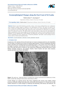 Geomorphological Changes Along the East Coast of Sri Lanka