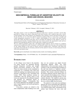 New Empirical Formulae of Undertow Velocity on Mixed and Gravel Beaches