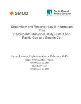 FERC 2101 SMUD-PGE Streamflow Reservoir Level Information