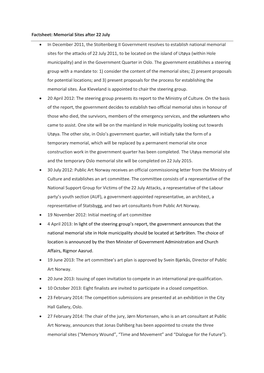 Factsheet: Memorial Sites After 22 July • in December 2011, The