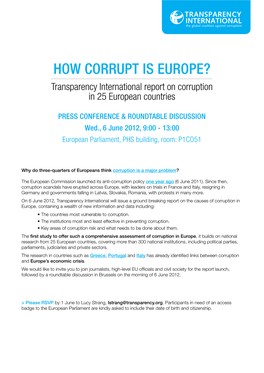 HOW CORRUPT IS EUROPE? Transparency International Report on Corruption in 25 European Countries