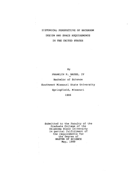 Historical Perspective of Bathroom Design and Space Requirements in the United States