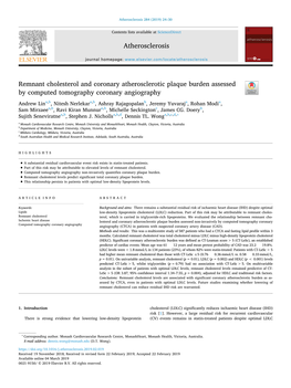 Remnant Cholesterol and Coronary Atherosclerotic Plaque Burden