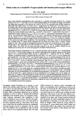 Ghost Crabs on a Treadmill: Oxygen Uptake and Haemocyanin Oxygen Affinity