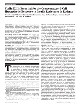 Cyclin D2 Is Essential for the Compensatory -Cell Hyperplastic