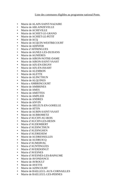 Liste Des Communes Éligibles Au Programme National Ponts