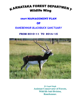 MANAGEMENT PLAN of Black-Buck Sanctuary Ranebennur Wildlife Sub